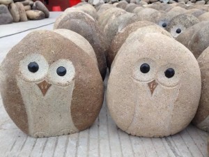 Handcrafted Cobblestone Owl Garden Statue