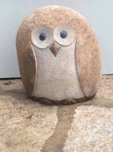 Handcrafted Cobblestone Owl Garden Statue